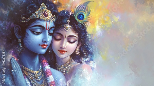 A vibrant depiction of divine figures, celebrating love and spirituality.