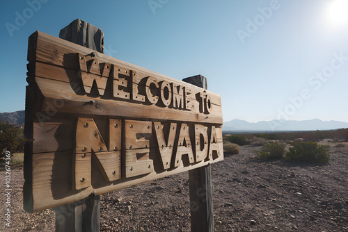 Welcome to Nevada Sign, USA Travel, Desert and Southwest Roadside Landmark and Tourism	