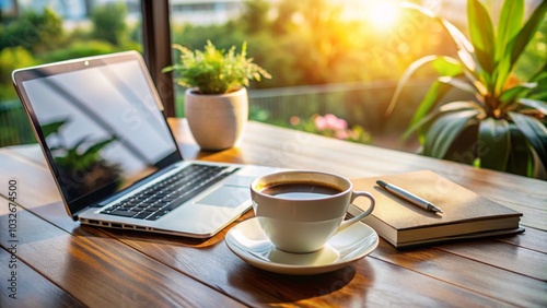 A remote worker’s morning routine coffee, planning, and setting goals