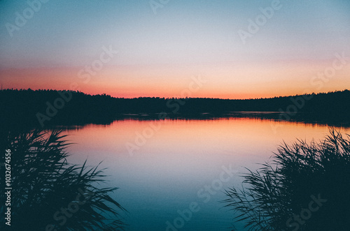 sunset over the lake