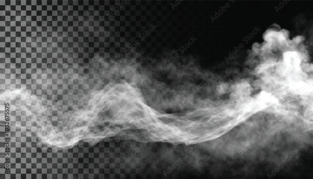 PSD Fog or smoke isolated transparent background. White cloudiness, mist, smog, dust, vapor PNG