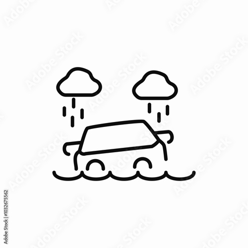 car damage in natural disaster icon sign vector