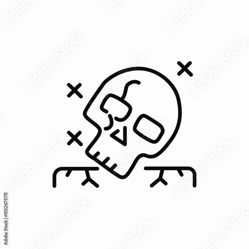 crack skull bone icon sign vector