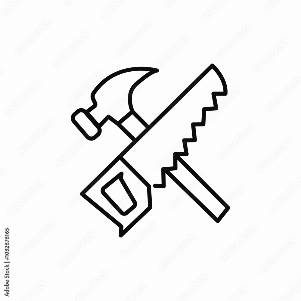 hammer and saw icon sign vector hammer and saw icon sign vector