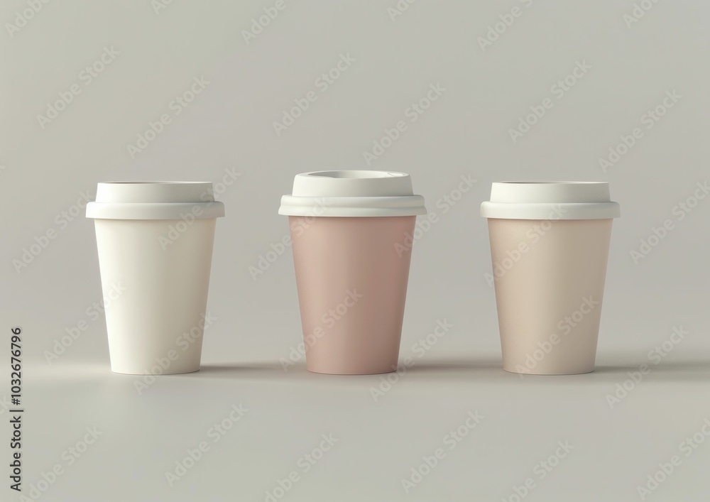Coffee cups mockup, stylish design, minimalistic concept in soft pastel colors against a neutral background, ideal for branding and marketing projects Perfect for beverage presentations Coffee cups mockup, stylish design, minimalistic concept in soft pastel colors against a neutral background, ideal for branding and marketing projects Perfect for beverage presentations