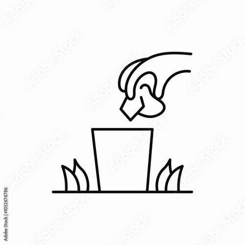 throw trash bin park icon sign vector