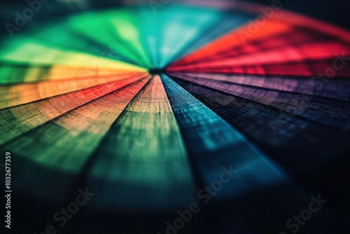 Colorful design palette showcasing vibrant color patterns on a circular layout. photo