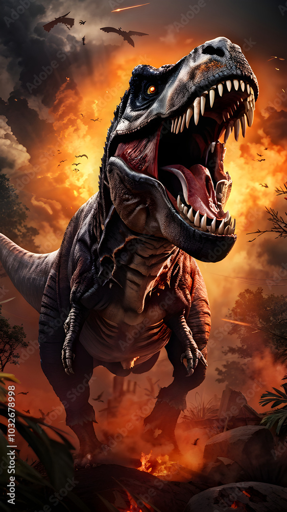 Rex Monster Tyrannosaurus rex T-rex dinosaur head roaring Prehistoric Extinct ...