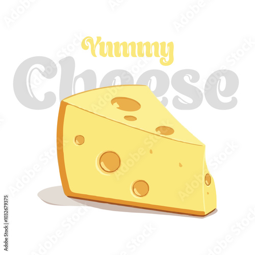 A yellow cheese with heading yummy cheese photo