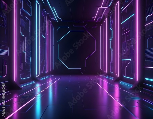Neon illuminated futuristic backdrop realistic image ultra hd high design very detailed
