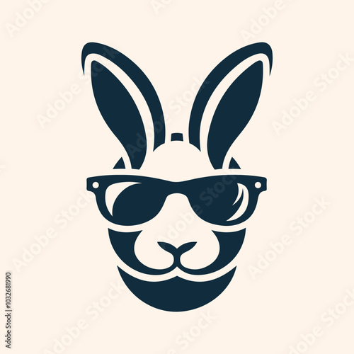 Rabbit with sunglass logo icon vector illustration 4