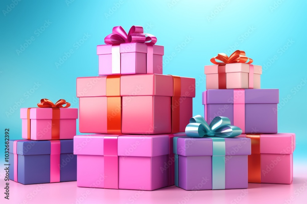 Fototapeta premium Pastel christmas gift silhouettes embracing minimalism with simple designs and light backgrounds