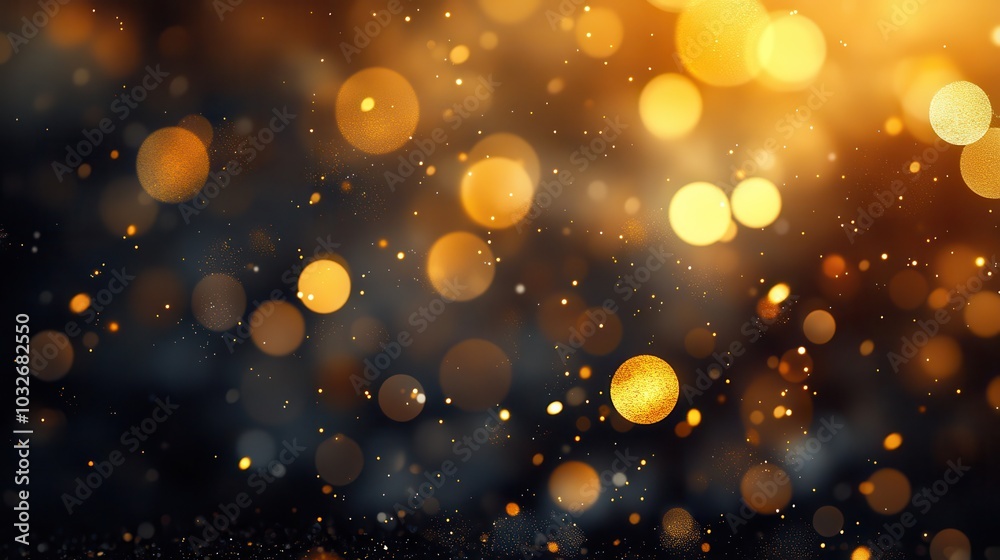 Beautiful bokeh lights in golden tones on dark background Beautiful bokeh lights in golden tones on dark background