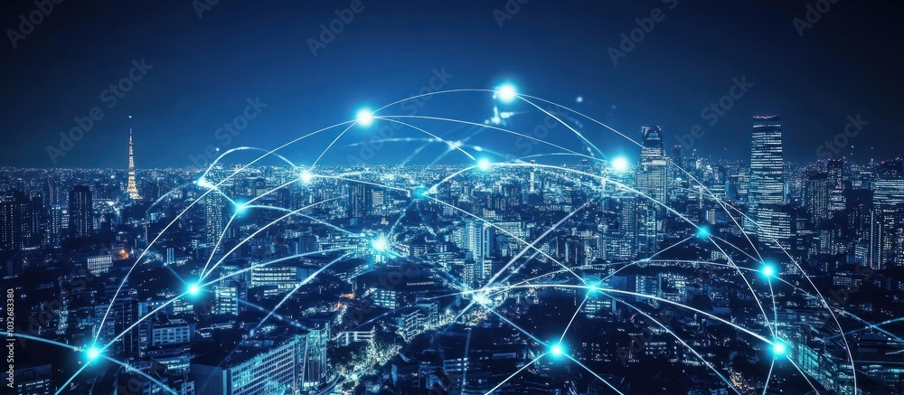 Wireless internet connection network in urban technology space
