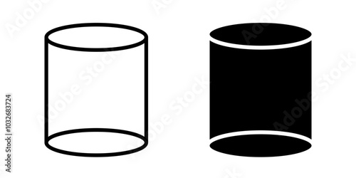 cylinder shape Icon set .Symbol isolated white background. vector illustration. color editable.