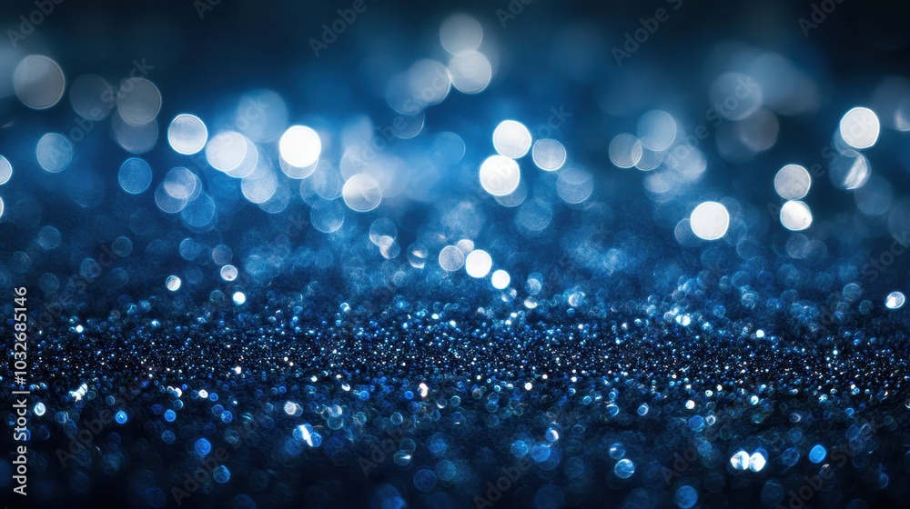Fototapeta premium Blue Sparkling Background with Bokeh Effect