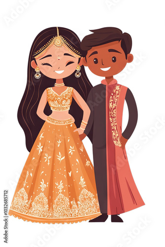 Indian Couple in Traditional Wedding Attire