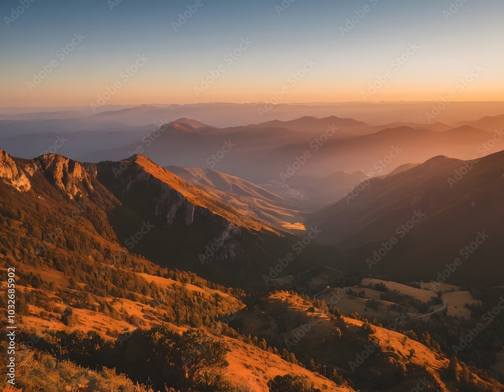 Fototapeta premium sunset over the mountains clouds cinematic view
