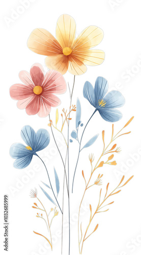 Watercolor Floral Bouquet: Delicate Flowers in Watercolor