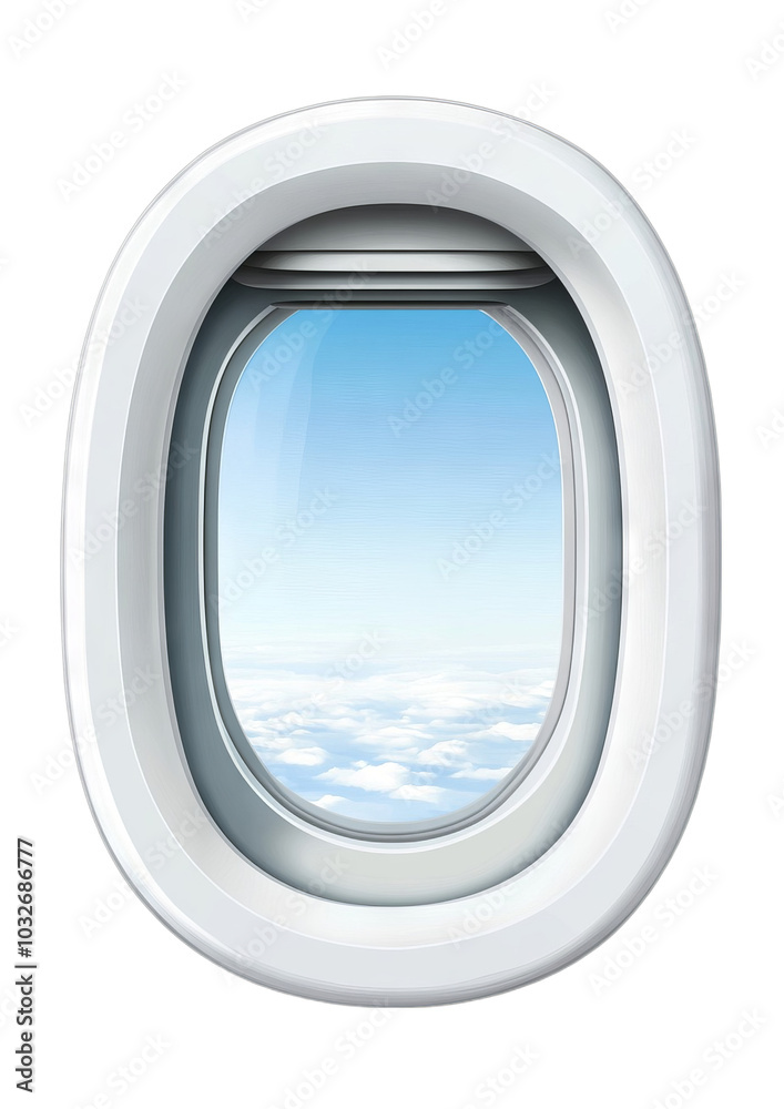 Fototapeta premium Airplane Window View: Clouds and Blue Sky