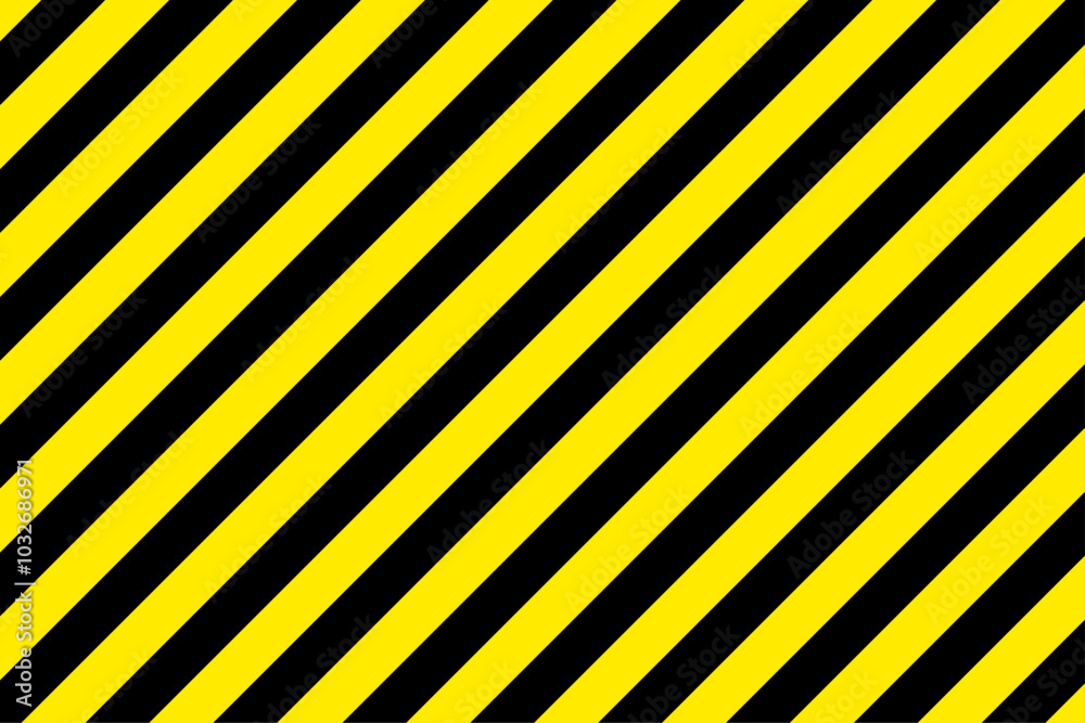 Abstract geometric striped texture. Warning yellow black diagonal stripes line. Stripe caution hazard, danger road sign symbol for road alert. Symbol of hazardous and radioactive substances. Vector