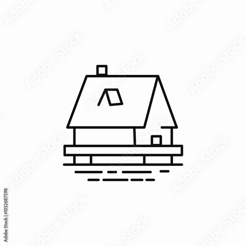 house with a veranda icon sign vector