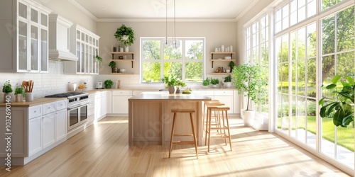 Stunning Kitchen Interior Design in a Luxurious New Home Showcasing Modern Elegance and Natural Light