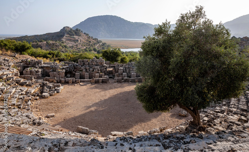 Ampitheatre at the Ruins of Kaunos in Turkey.Ancient Lycian ruins.