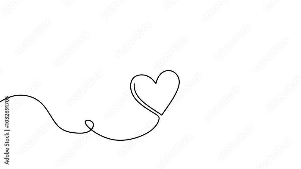 Continuous drawing line art of love symbol with black line and white background. One line Continuous drawing line art of love symbol with black line and white background. One line