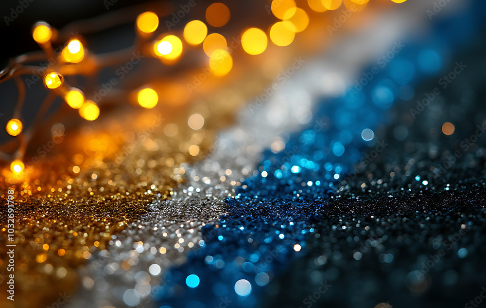 Fototapeta premium gold silver blue black add touch glamour glitter vintage lights