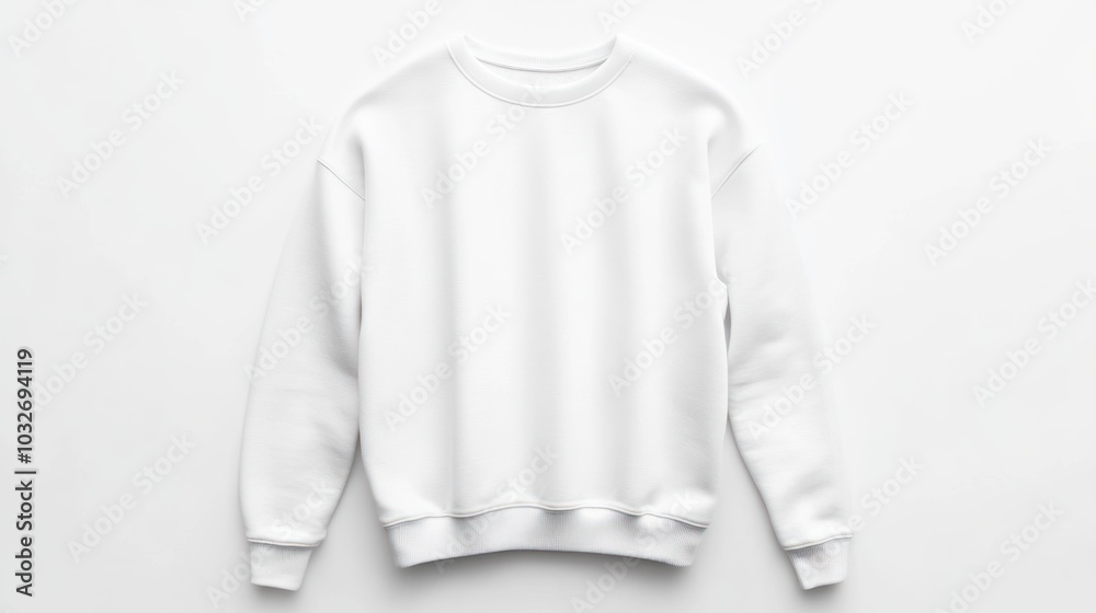 A plain white sweatshirt displayed on a neutral background. A plain white sweatshirt displayed on a neutral background.