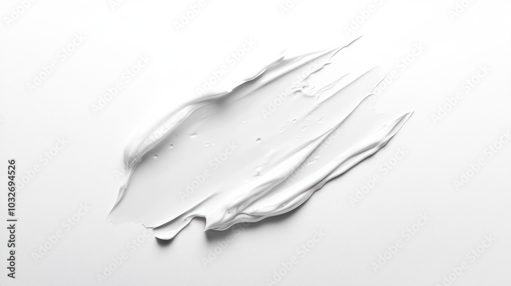 A smooth, white paint smear on a clean surface, showcasing texture and consistency. A smooth, white paint smear on a clean surface, showcasing texture and consistency.