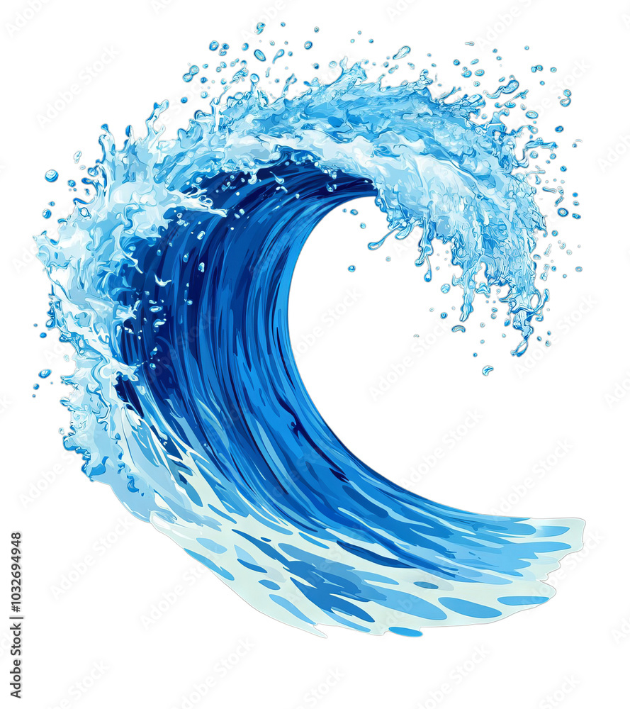 Ocean Wave with White Foam and Water Drops Ocean Wave with White Foam and Water Drops
