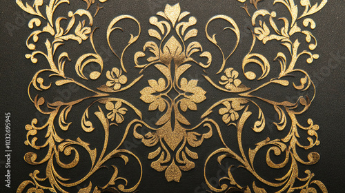 Wallpaper Mural Luxurious gold-themed birthday invite with intricate patterns and glitter accents for an elegant celebration Torontodigital.ca