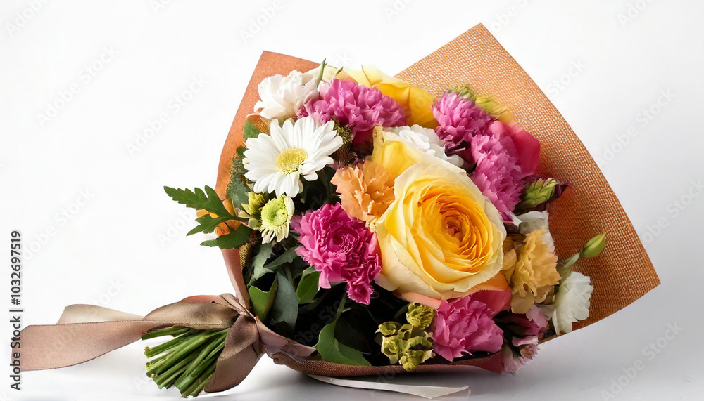 Natural flowers bouquet with white background Ai Generative Natural flowers bouquet with white background Ai Generative