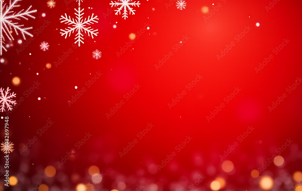 festive red background features shimmering snowflakes bokeh lights detailed winter festive red background features shimmering snowflakes bokeh lights detailed winter