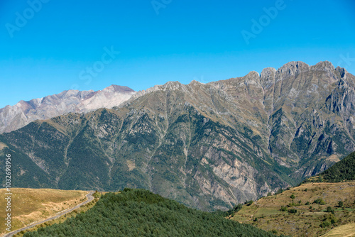 Road to Cerler in the heart of the Pyrenees. Huesca, Aragon, Spain.