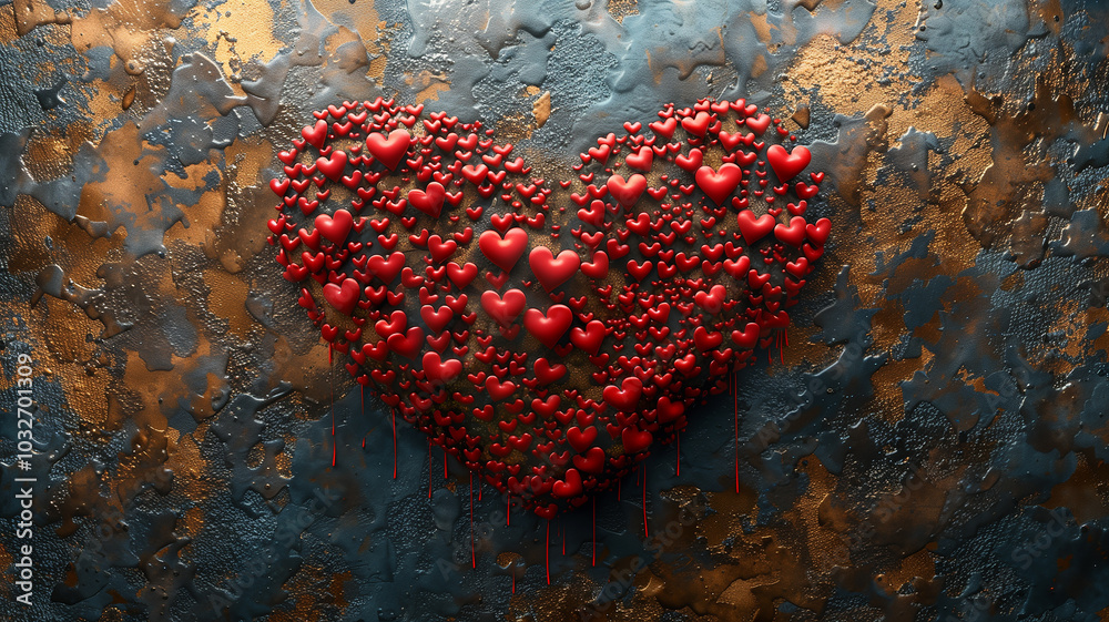 Red heart on the wall. Valentine's Day, love, friendship, couples, affection, romantic theme. Greeting card. Love hearts concept. Red heart on the wall. Valentine's Day, love, friendship, couples, affection, romantic theme. Greeting card. Love hearts concept.