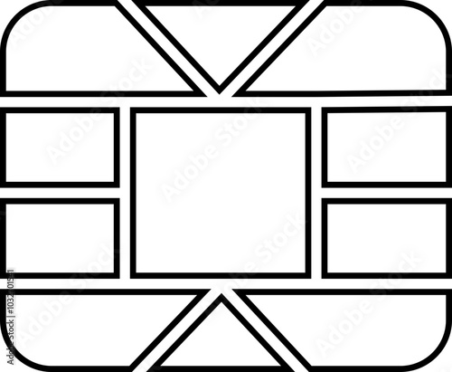 EMV chip icon. Line, glyph and filled outline, mobile telephone Microchip for bank plastic credit or debit charge or sim card. Digital Nfc technology. Contactless payment at terminals and ATMs.