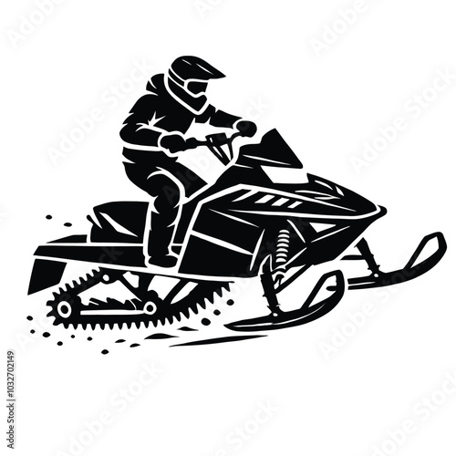 Snowmobile Rider Silhouette,
