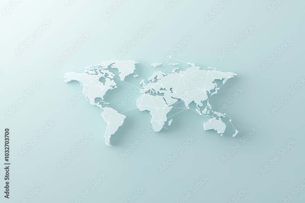 Abstract world map design with connecting lines, isolated on a soft background. Perfect for global connectivity themes. Abstract world map design with connecting lines, isolated on a soft background. Perfect for global connectivity themes.