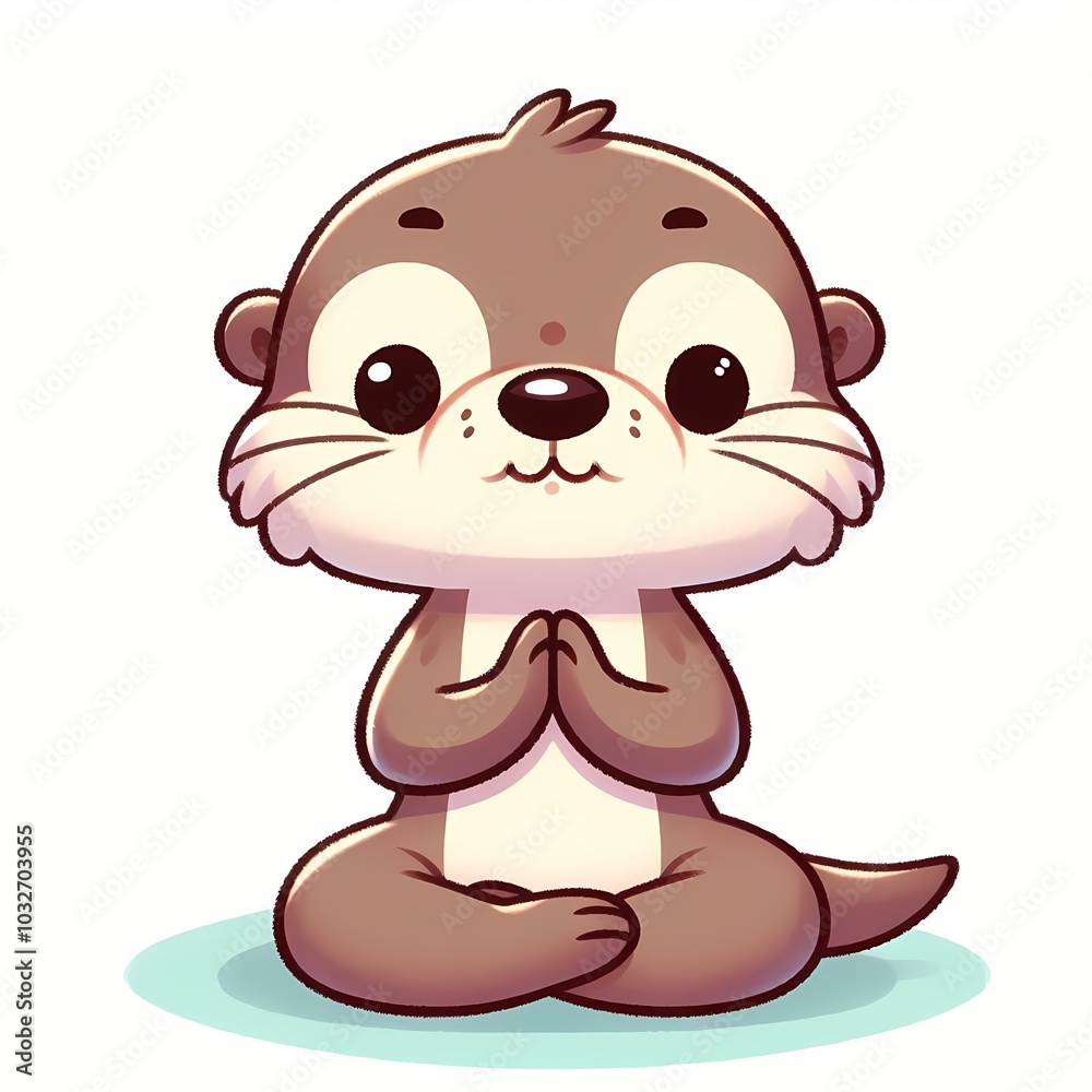Fototapeta premium Cute Otter Yoga Cartoon vector Icon Illustration