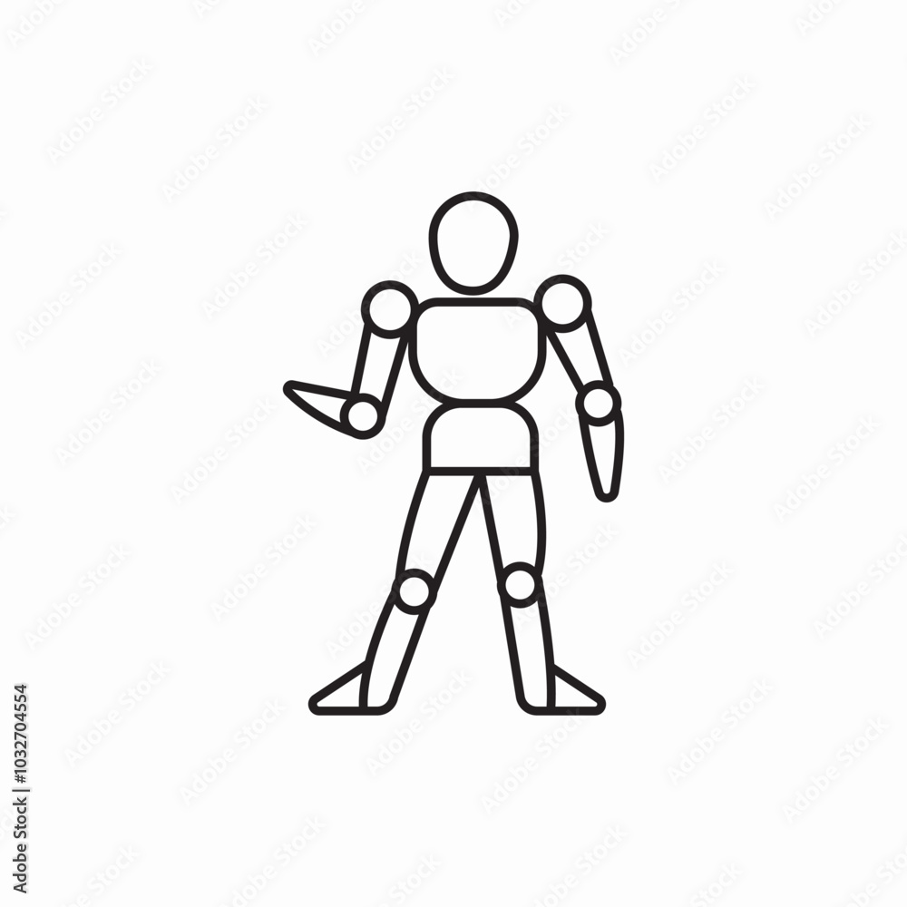 wooden jointed doll icon sign vector wooden jointed doll icon sign vector