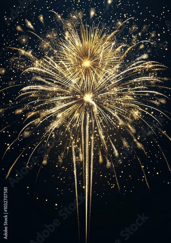 Stunning golden fireworks light up the night sky during a celebration event i...