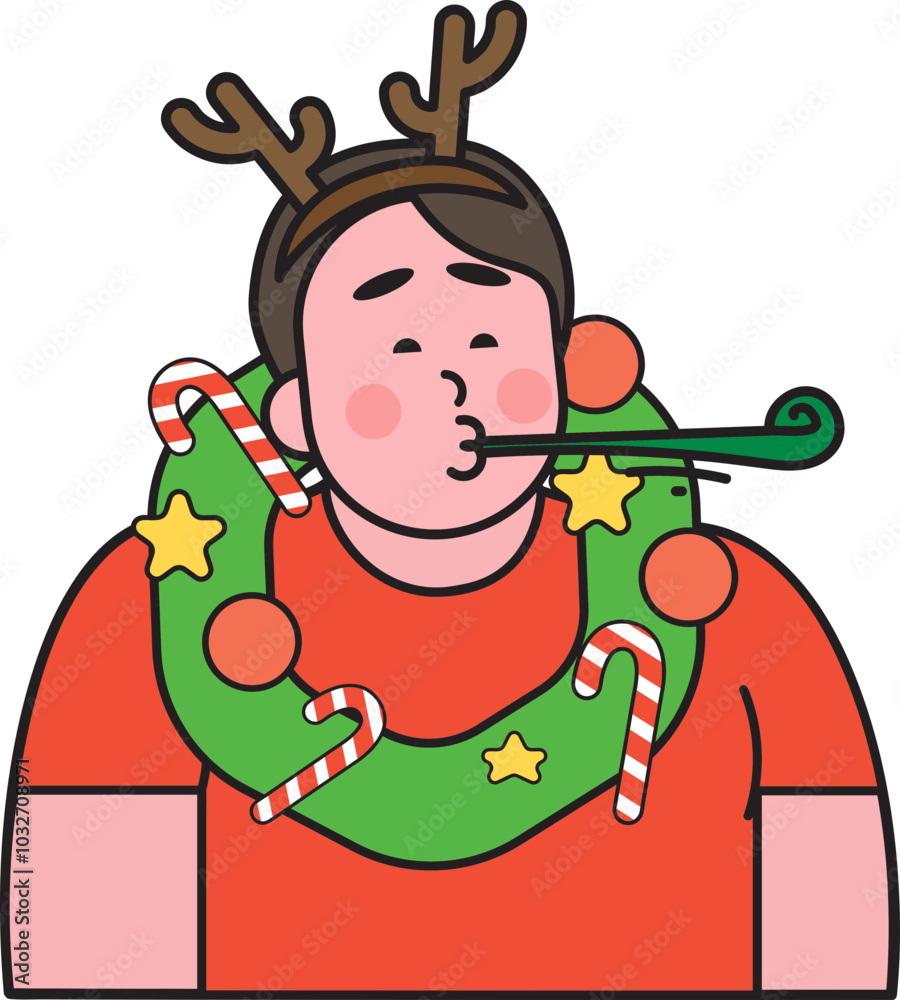 Fototapeta premium People in Christmas atmosphere and elements