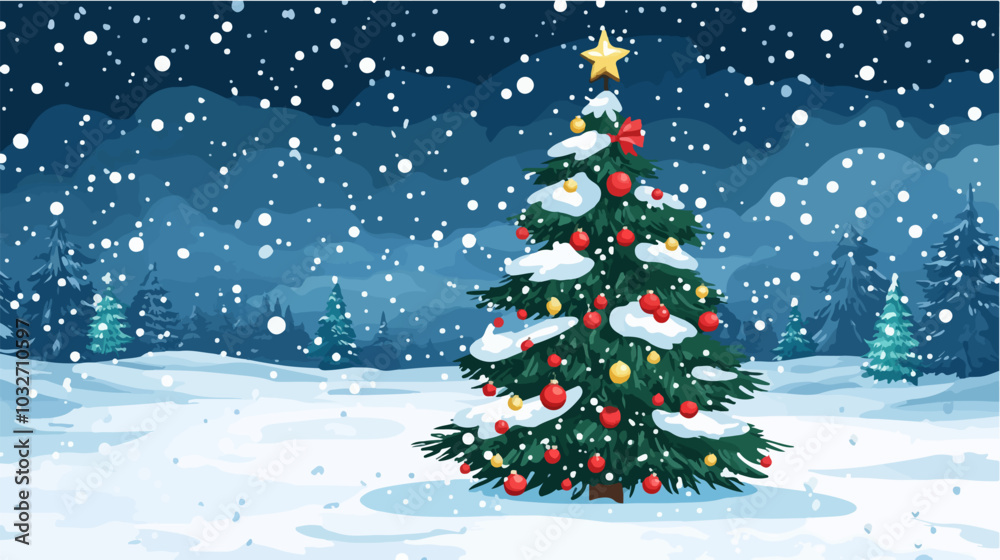 Illustration of Christmas tree. New Year. Holiday Illustration of Christmas tree. New Year. Holiday