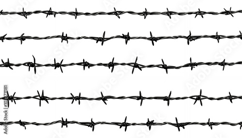barbed wire isolated on white