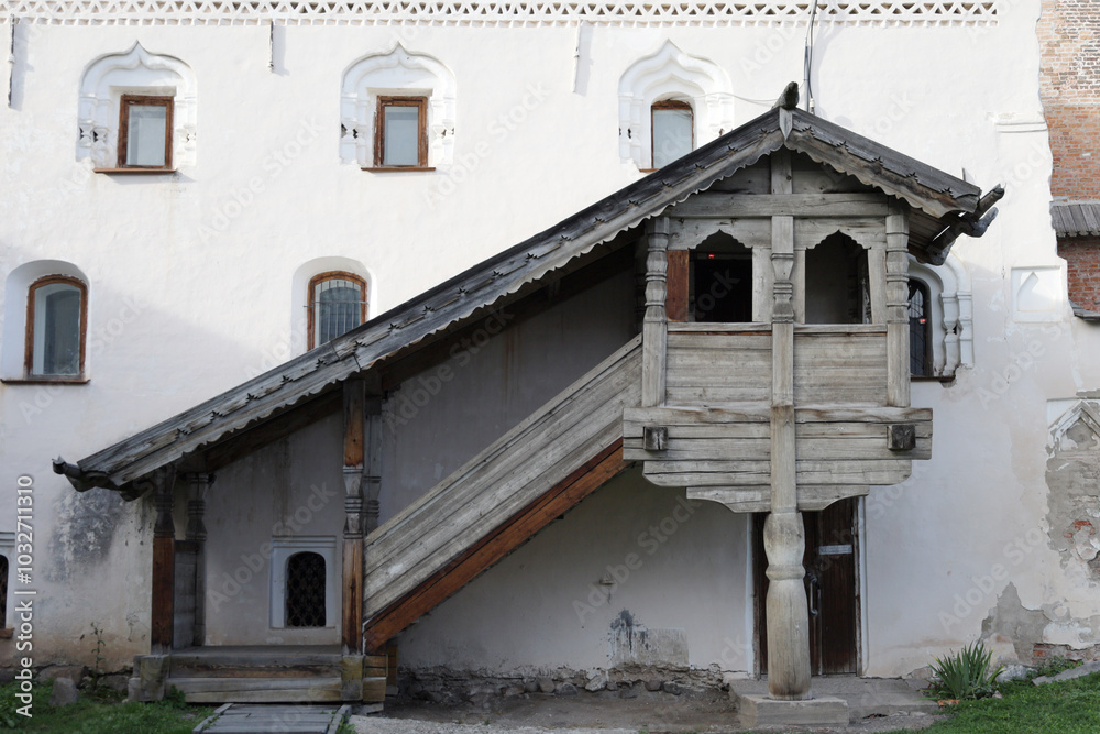 Russian porch, Russian architecture. Novgorod Kremlin