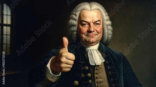 Assumed Portrait of composer Johann Sebastian Bach Thumbs-Up