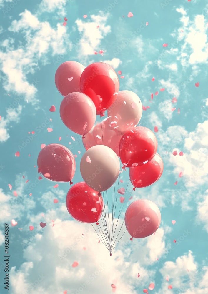 Colorful balloons floating gently against a soft background in pastel hues Colorful balloons floating gently against a soft background in pastel hues